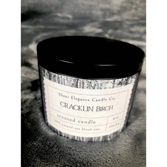 Coconut Soy Blend Candle Hand Poured  Scented Cracklin Burch 8 Ounce Tin - Picture 2 of 3